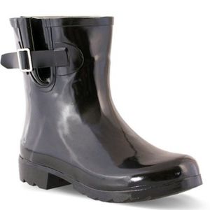 NWOT Nomad Footwear Rain Booties Shiny Black Sz 11